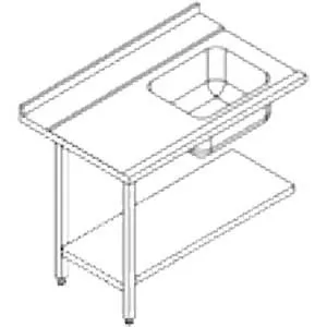 Vaatwas Zijtafel RVS Links met Bodemschap & Spoelbak - 1200x750x850mm