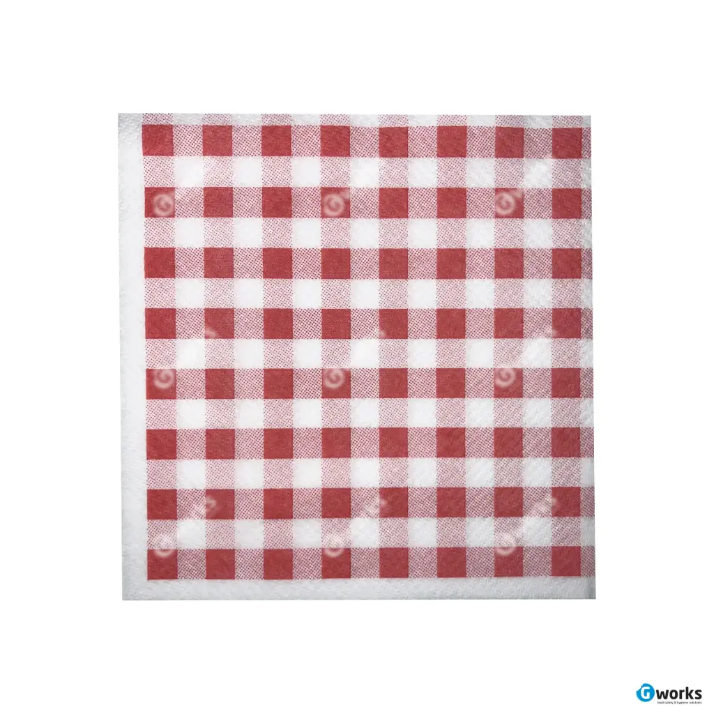 Servet Snack 33x33cm 1 Laags 1/4 vouw - 2800st - Vichy Rood