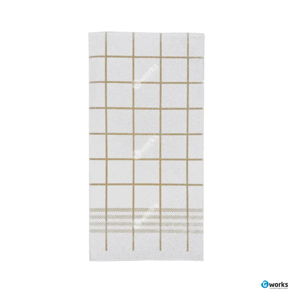 Servet Design 40x40cm 2 Laags DP 1/8 vouw - 1200st - Wit/Goud