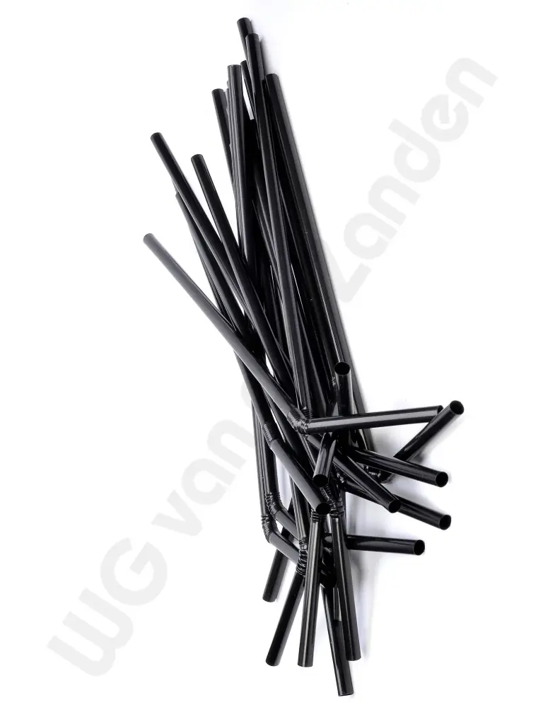 Drinkrietjes Papier Buig 25cm ø6mm - 250st - Zwart
