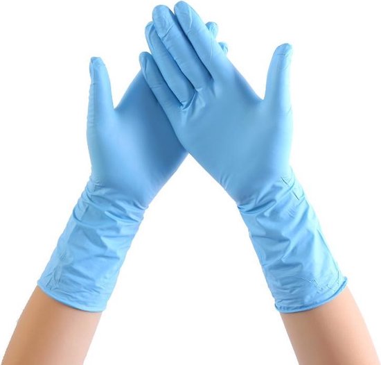 Handschoenen Nitril Niet-Gepoederd Strong LONG/30cm 100st - Blauw