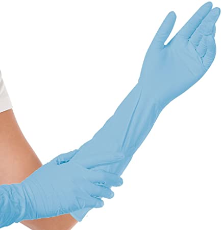 Handschoenen Nitril Niet-Gepoederd Extra-Safe SUPERLONG/40cm 50st - Blauw