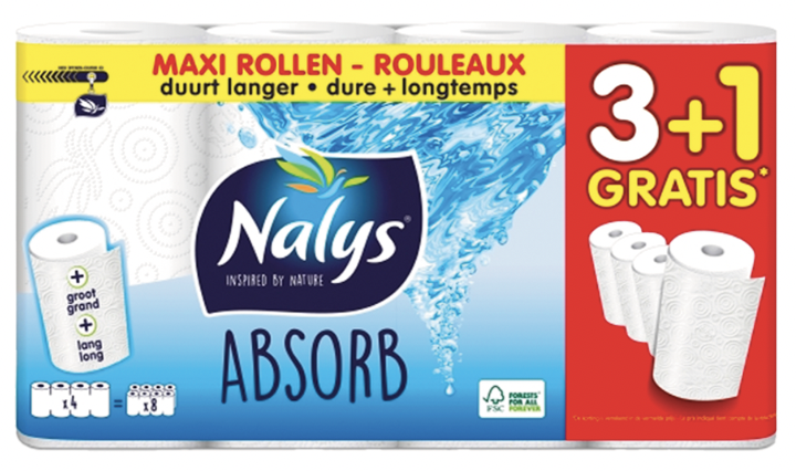 Keukenrollen Absorb Maxi - 3+1Gratis