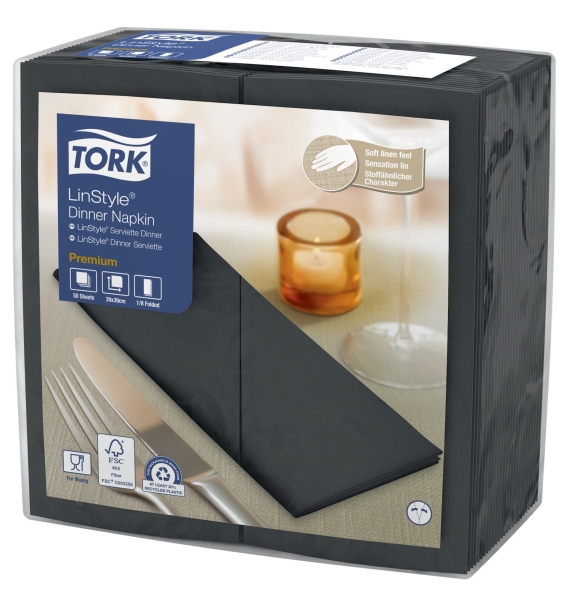 Servet Dinner Premium LinStyle 478151 1/8vouw - Zwart