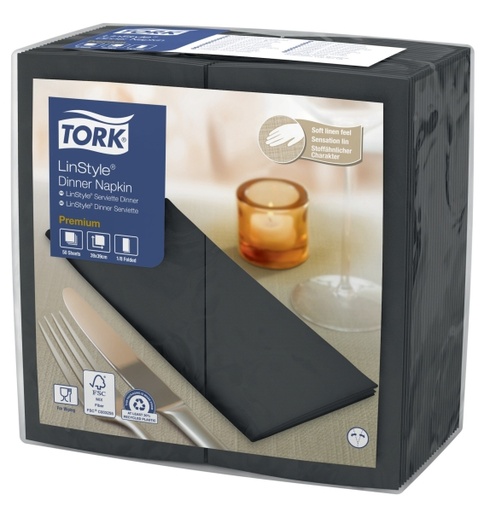 [AR03786] Servet Dinner Premium LinStyle 478151 1/8vouw - Zwart