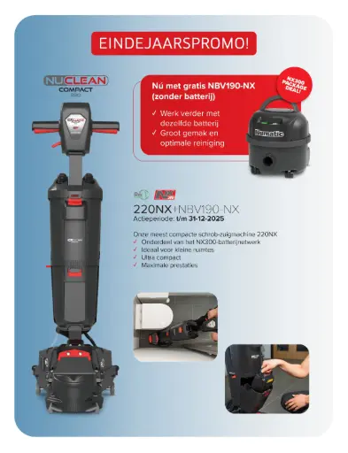 [AR04223] EINDEJAARSPROMO - Schrobzuigmachine 220NX + GRATIS Stofzuiger NBV190NX