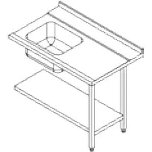 [AR04305] Vaatwas Zijtafel RVS Rechts met Bodemschap & Spoelbak - 1200x750x850mm