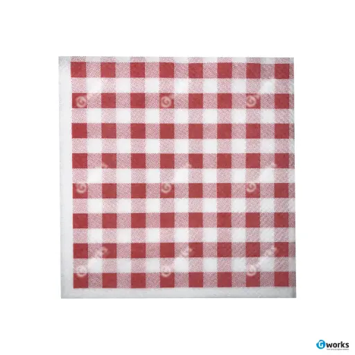 [AR04393] Servet Snack 33x33cm 1 Laags 1/4 vouw - 2800st - Vichy Rood