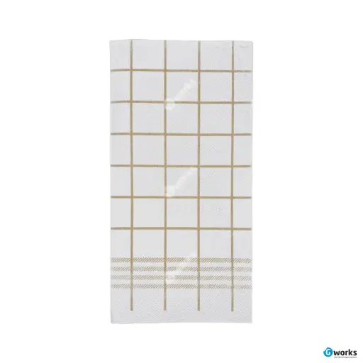 [AR04395] Servet Design 40x40cm 2 Laags DP 1/8 vouw - 1200st - Wit/Goud